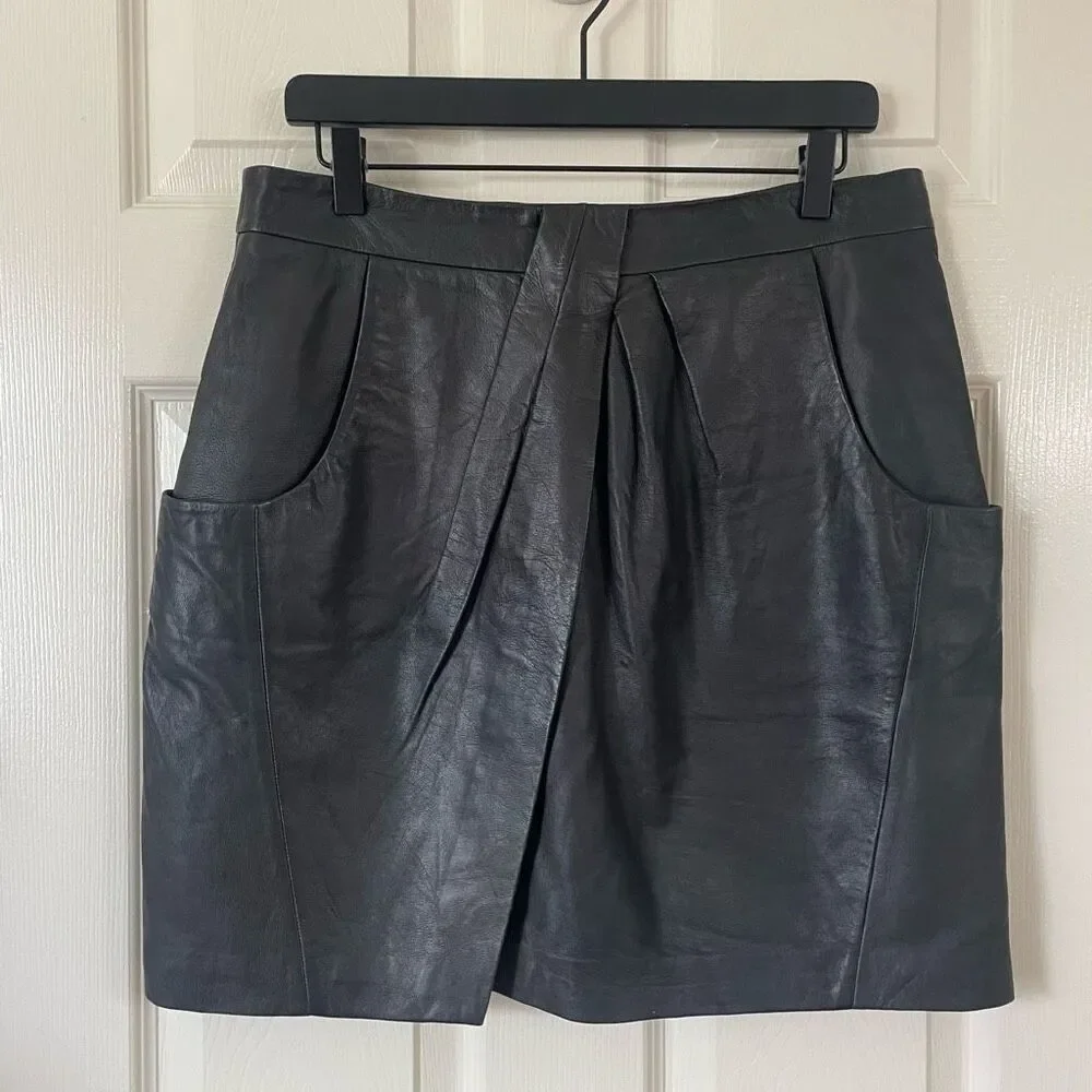Halogen Genuine Leather Skirt Black Size 12P
